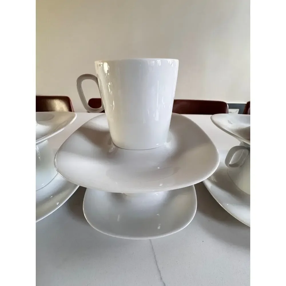 18pc Gerald Gulotta Block Langenthal Transition White Coffee Set + Platter MCM